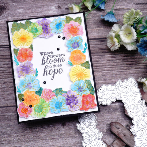 Inlovearts Blooming Flower Frame Cutting Dies