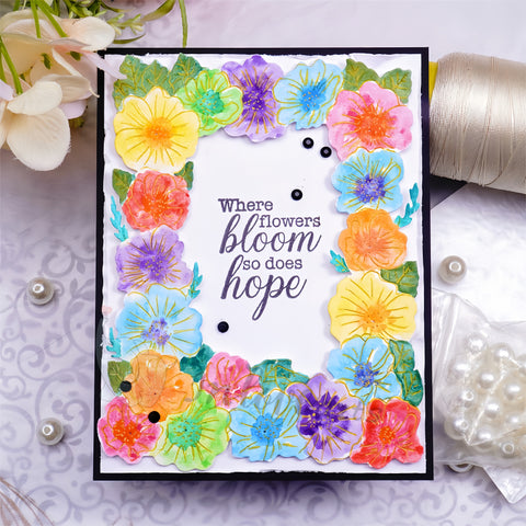 Inlovearts Blooming Flower Frame Cutting Dies