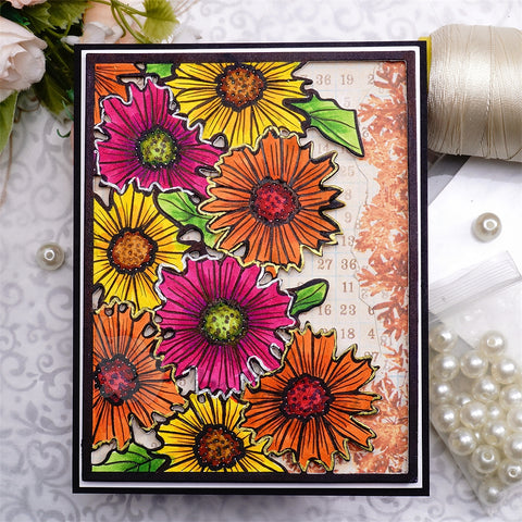 Inlovearts Blooming Sunflower Background Board Cutting Dies