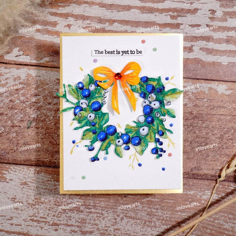 Inlovearts Blue Berry and Leaf Round Frame Cutting Dies