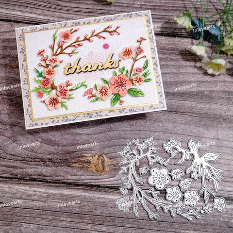 Inlovearts Branch of Peach Blossom Cutting Dies