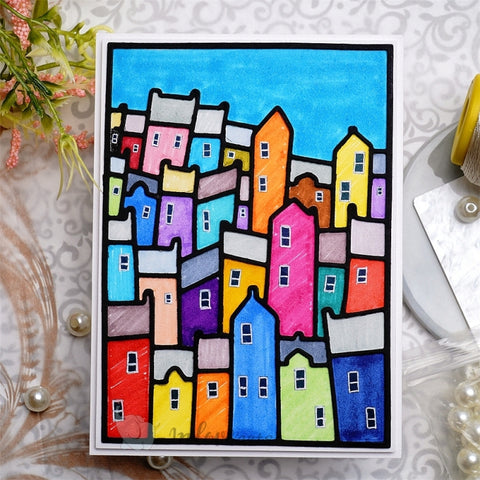 Inlovearts Building Background Board Cutting Dies