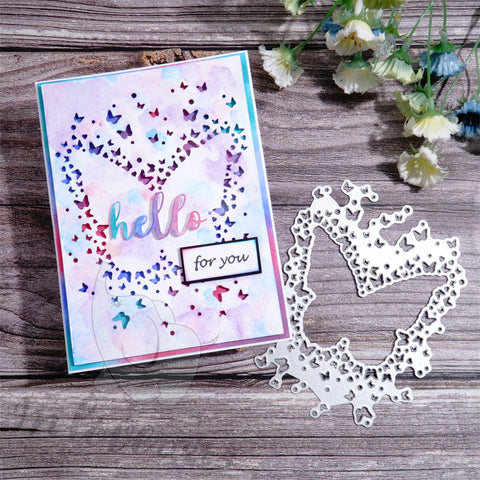 Inlovearts Butterfly Border with Hello Word Cutting Dies