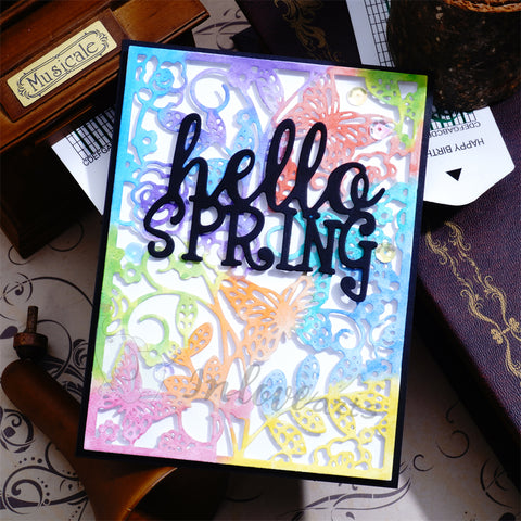 Inlovearts Butterfly in the Flower Background Board Cutting Dies