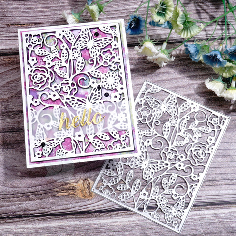 Inlovearts Butterfly in the Flower Background Board Cutting Dies