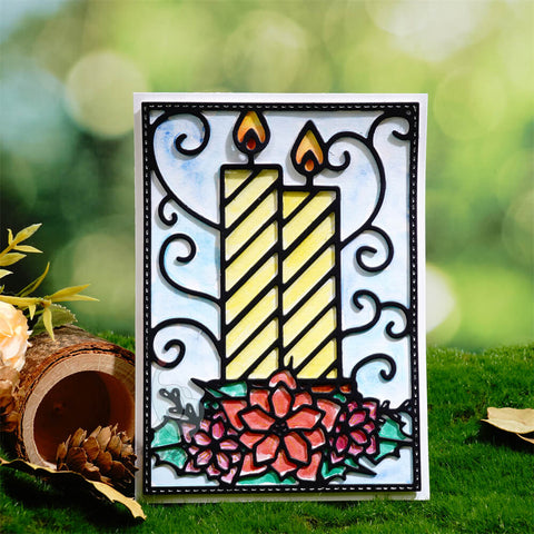 Inlovearts Candle and Lace Background Board Cutting Dies