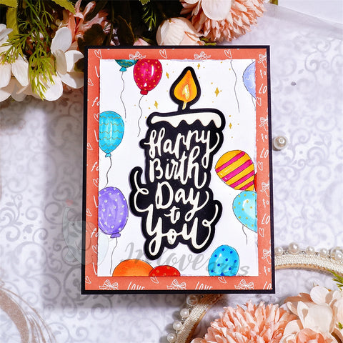 Inlovearts Candle with Birthday Word Cutting Dies