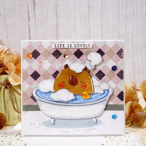 Inlovearts Capybara Taking a Bath Cutting Dies