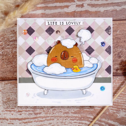 Inlovearts Capybara Taking a Bath Cutting Dies