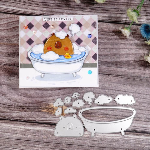 Inlovearts Capybara Taking a Bath Cutting Dies