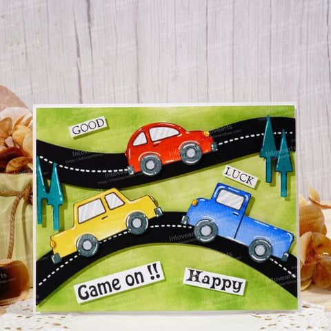 Inlovearts Cars on the Road Border Cutting Dies