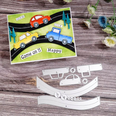 Inlovearts Cars on the Road Border Cutting Dies