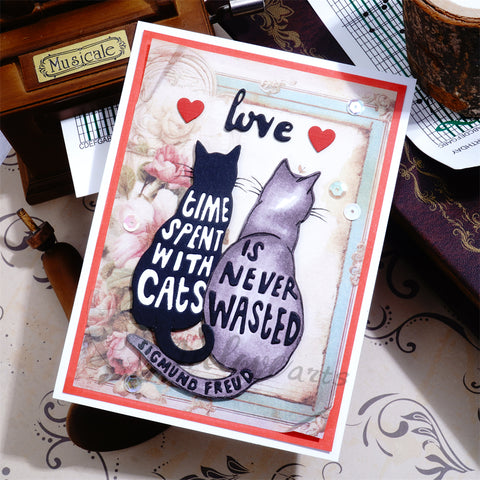Inlovearts Cat Couple with Word Cutting Dies