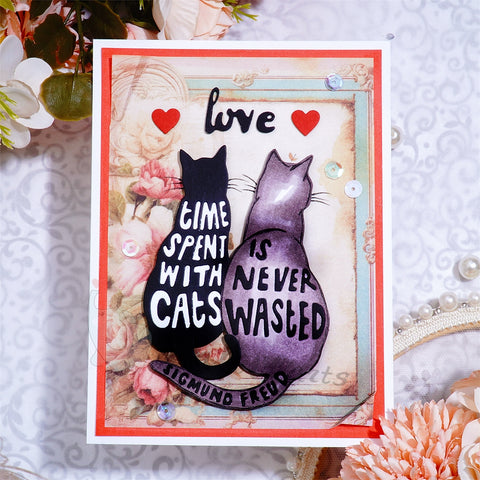 Inlovearts Cat Couple with Word Cutting Dies