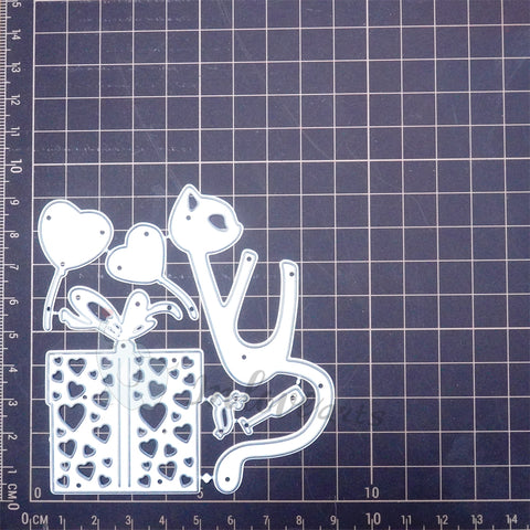 Inlovearts Cat on Gift Box Cutting Dies