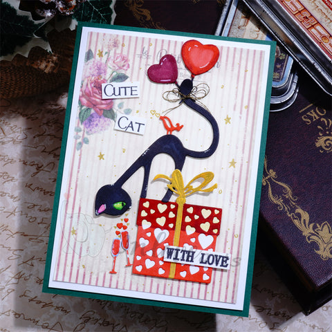 Inlovearts Cat on Gift Box Cutting Dies
