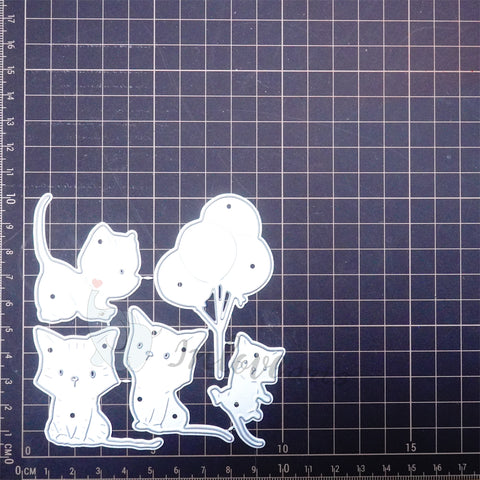 Inlovearts Cats Holding Balloon Cutting Dies