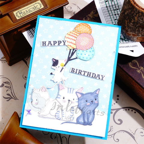 Inlovearts Cats Holding Balloon Cutting Dies