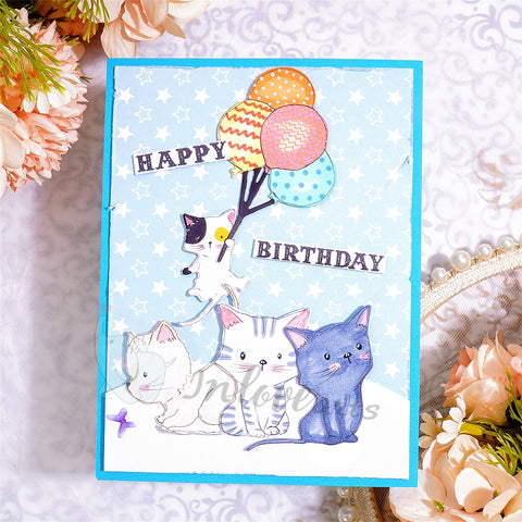 Inlovearts Cats Holding Balloon Cutting Dies