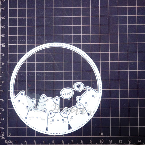 Inlovearts Cats Round Board Cutting Dies
