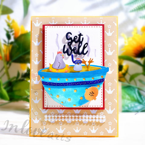 Inlovearts Chicken Swimming in the Bowl Cutting Dies