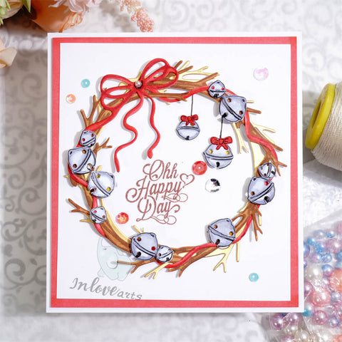 Inlovearts Christmas Bell Round Frame Cutting Dies