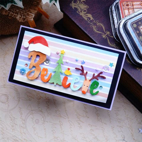 Inlovearts Christmas Decored "Believe" Word Cutting Dies