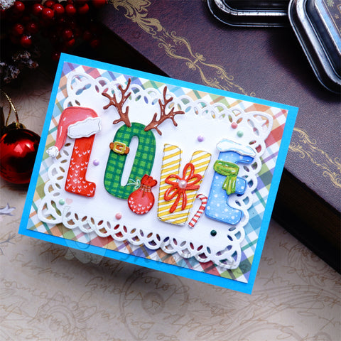 Inlovearts Christmas Decored "LOVE" Word Cutting Dies