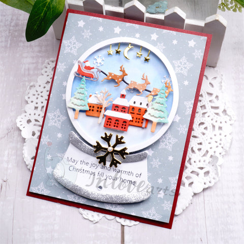 Inlovearts Christmas Scenery Crysal Ball Cutting Dies