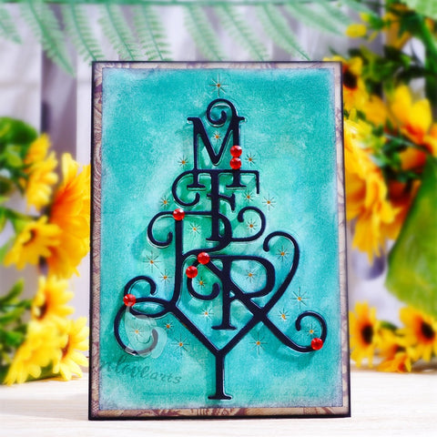 Inlovearts Christmas Tree Patterned Word Cutting Dies