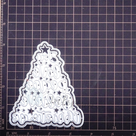 Inlovearts Christmas Tree Shaped Word Cutting Dies