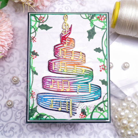 Inlovearts Christmas Tree with Spinning Lines Cutting Dies