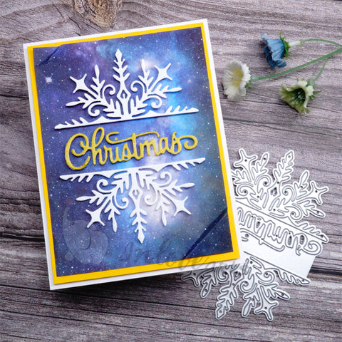 Inlovearts Christmas Words with Snowflakes Cutting Dies