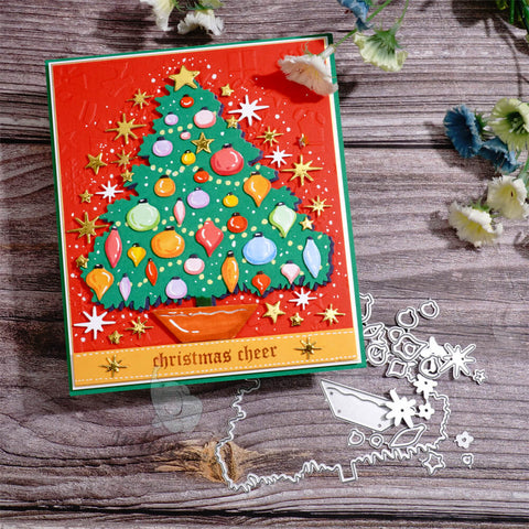 Inlovearts Christmas Tree Hanging Lights Cutting Dies