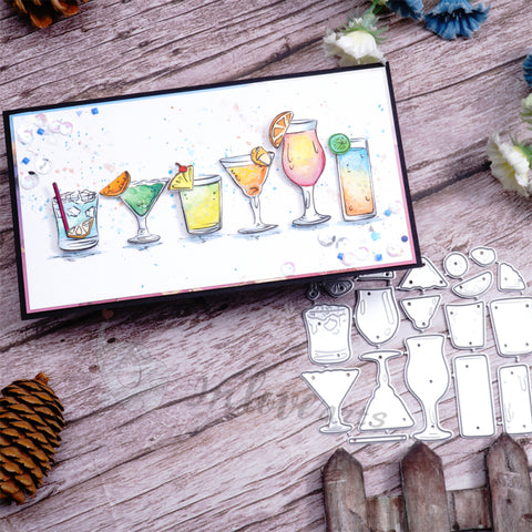 Inlovearts Cocktail Glasses Cutting Dies