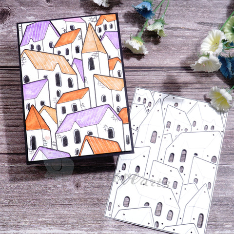 Inlovearts Crowded Houses Background Board Cutting Dies