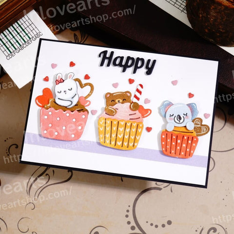 Inlovearts Cute Animal Cupcake Cutting Dies