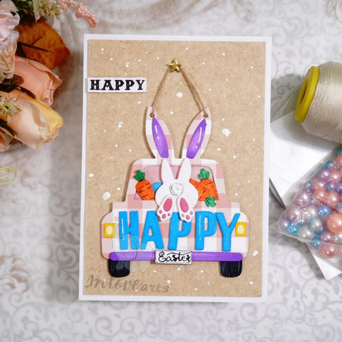 Inlovearts Cute Rabbit Truck Cutting Dies