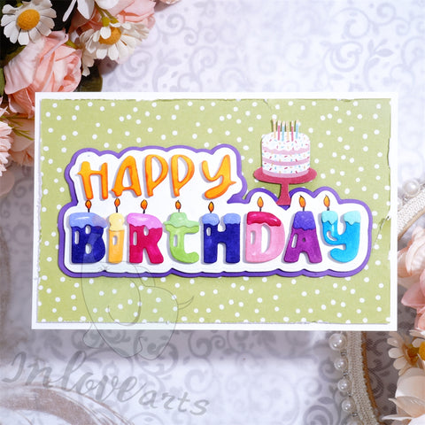 Inlovearts Decorated Happy Birthday Word Cutting Dies