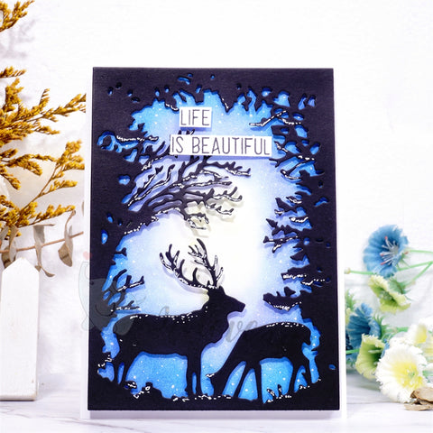Inlovearts Deer in the Forest Background Board Cutting Dies