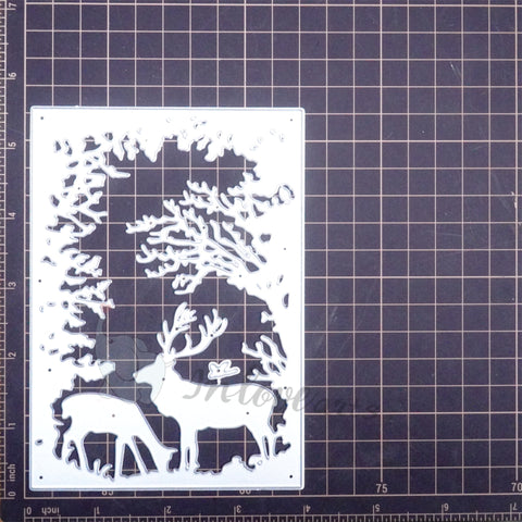 Inlovearts Deer in the Forest Background Board Cutting Dies