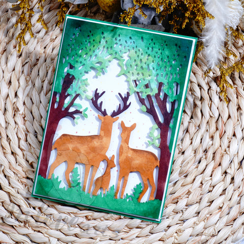 Inlovearts Deers Family in the Forest Cutting Dies