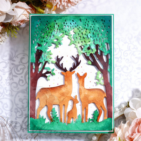 Inlovearts Deers Family in the Forest Cutting Dies