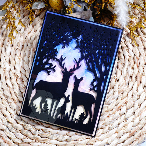 Inlovearts Deers Family in the Forest Cutting Dies