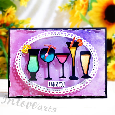 Inlovearts Different Cocktail Glass Cutting Dies
