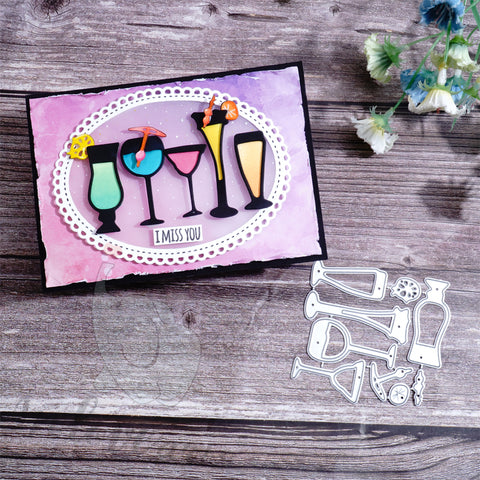 Inlovearts Different Cocktail Glass Cutting Dies