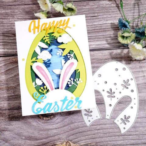 Inlovearts Egg Shape with Bunny Ear Cutting Dies