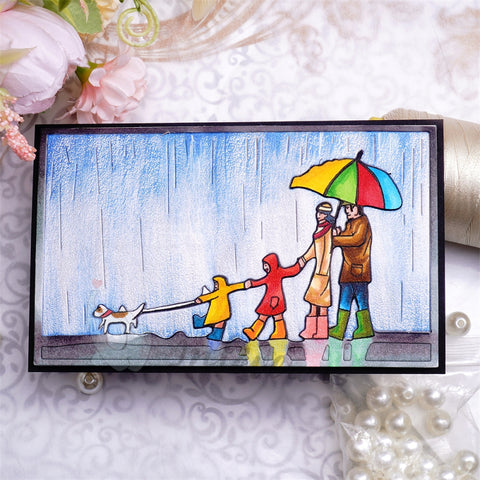 Inlovearts Family Walking in the Rain Cutting Dies