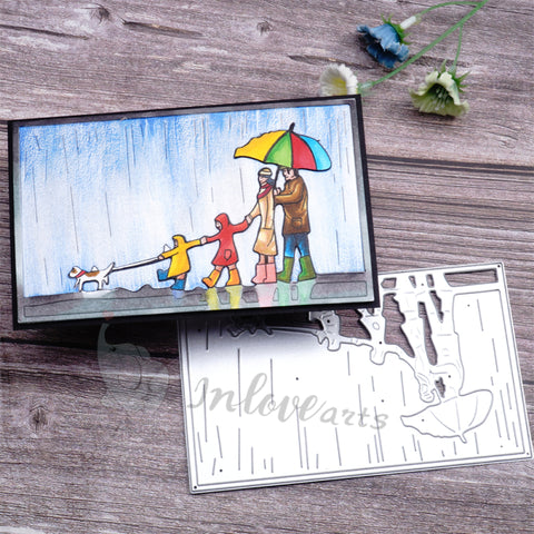 Inlovearts Family Walking in the Rain Cutting Dies