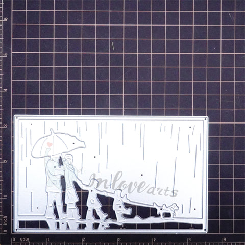 Inlovearts Family Walking in the Rain Cutting Dies